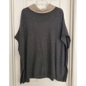 Cashmere Cashmere Charcoal Gray Turtle Neck Poncho One Size 100% Cashmere